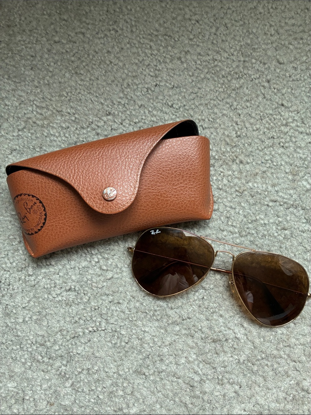 Ray-Ban Aviator Sunglasses Large Metal Gold Frame Brown Lenses 3025 Authentic